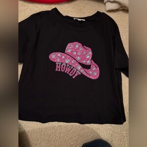 Peach Love California Black Tee with Pink and Blue Hat Design